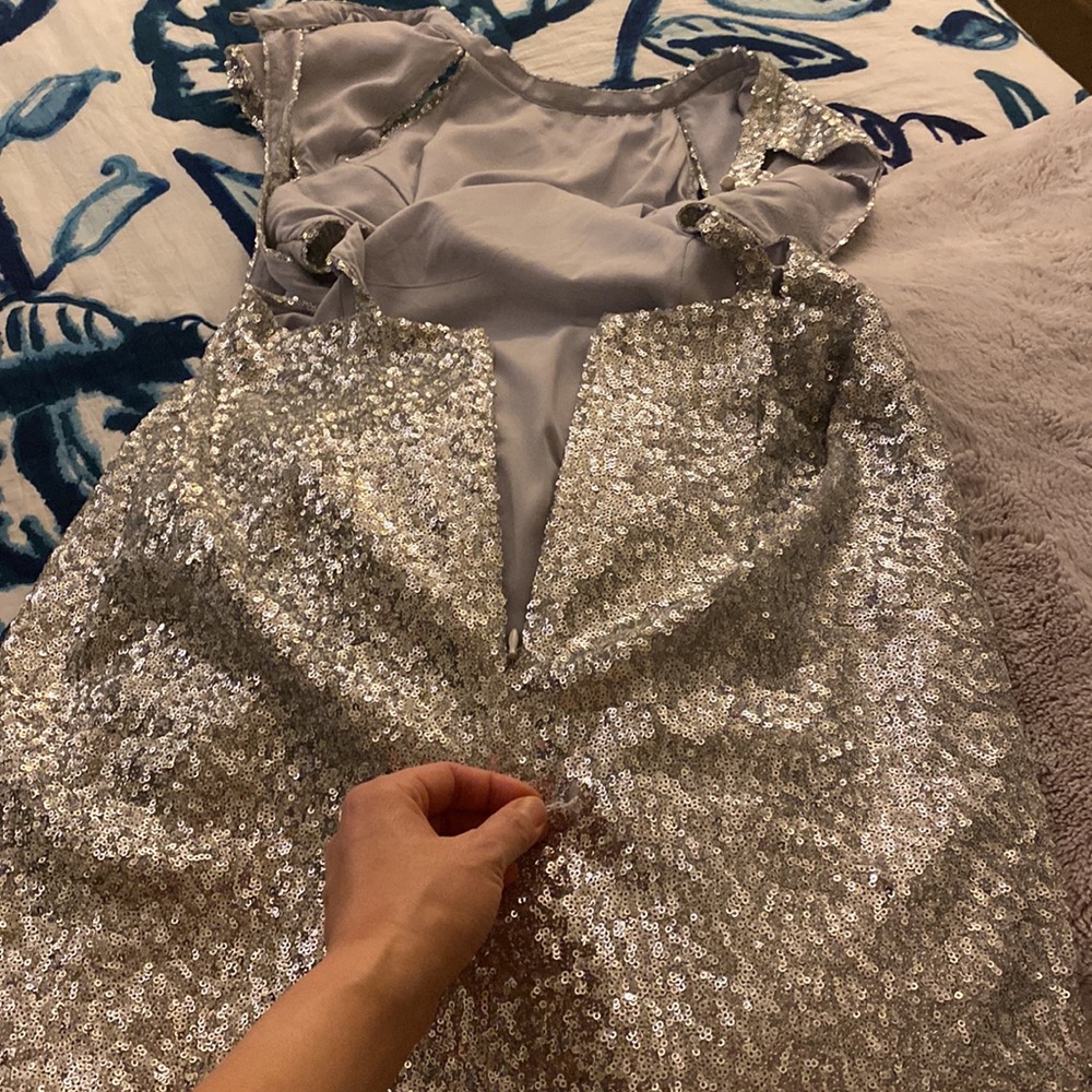 Topshop Silver Sequin Gown - Picture 11 of 11